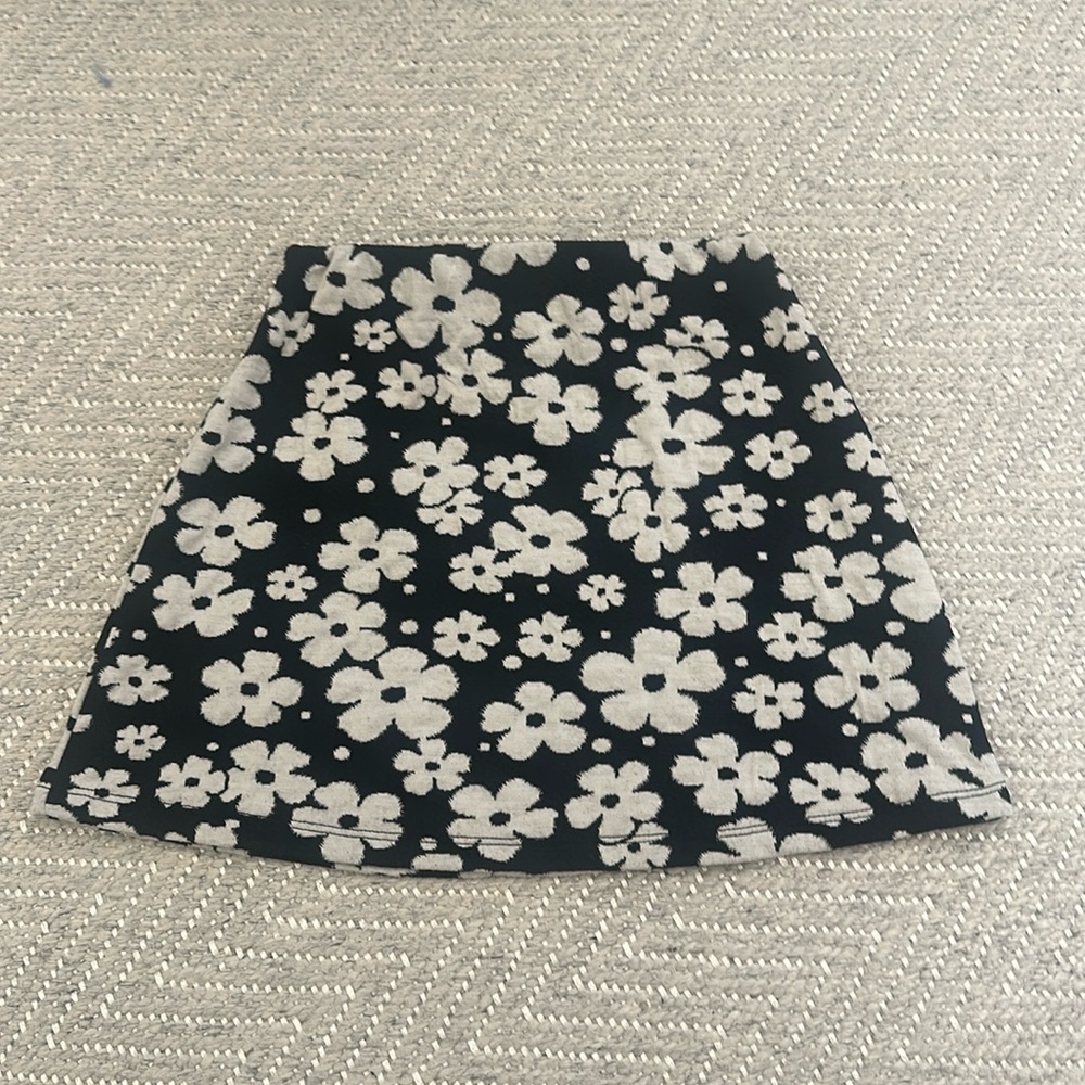 Urban Outfitters black and white floral miniskirt